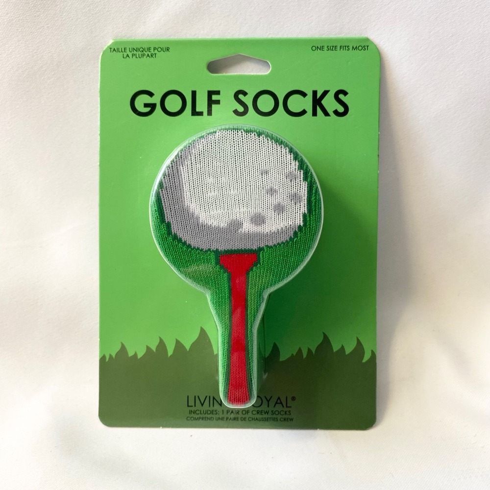 Living Royal‎ Golf Socks Crew One Size Fits Most Novelty Golf Tee Gift Humor NWT